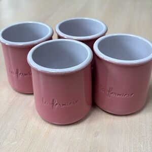 La Fermière planter/baking/Pottery Yogurt Pots in Mauve Rose Pink. Set of 4